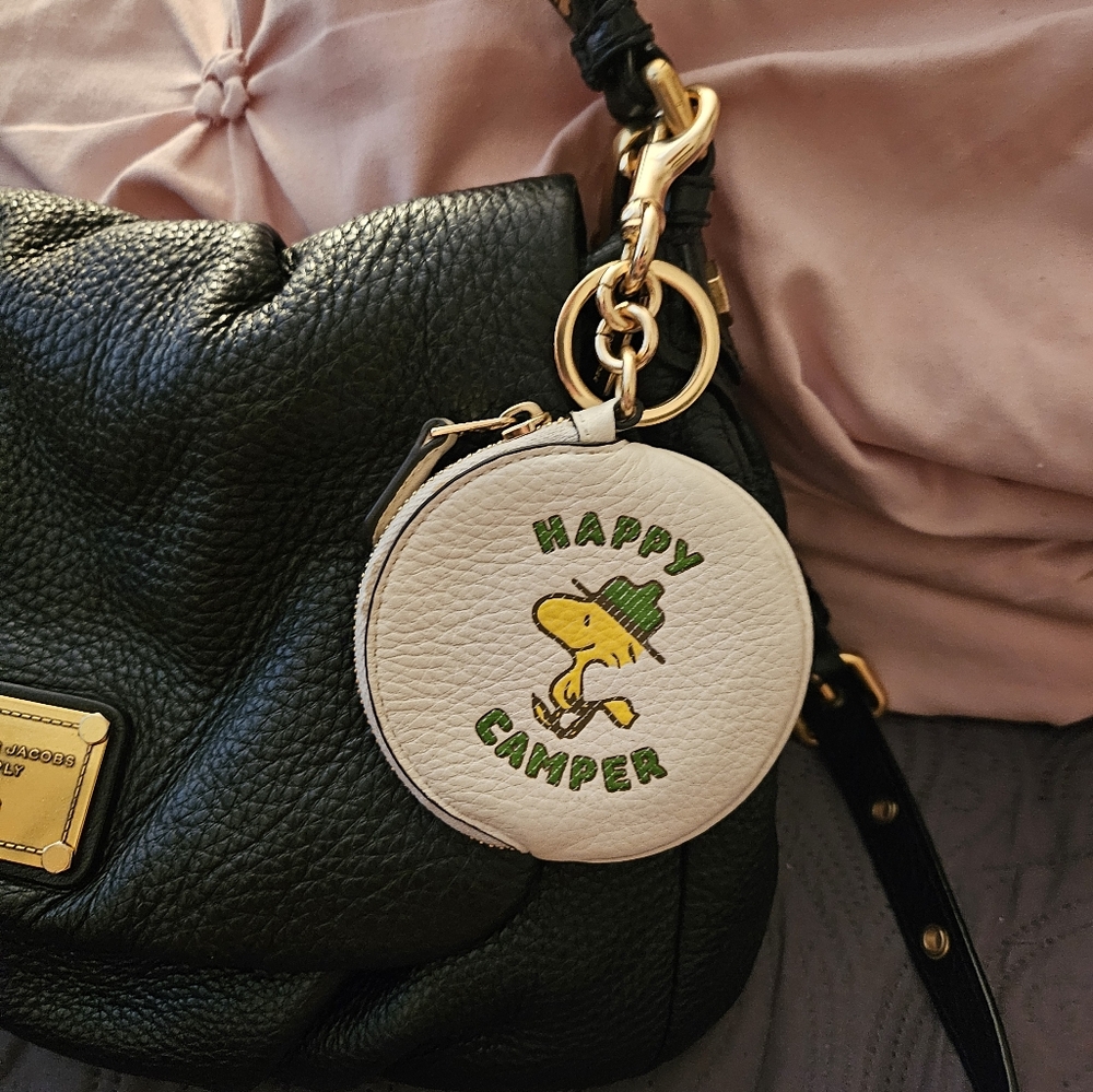COACH X PEANUTS Woodstock BIRD Coin POUCH Happy Camper Purse Hanging Charm